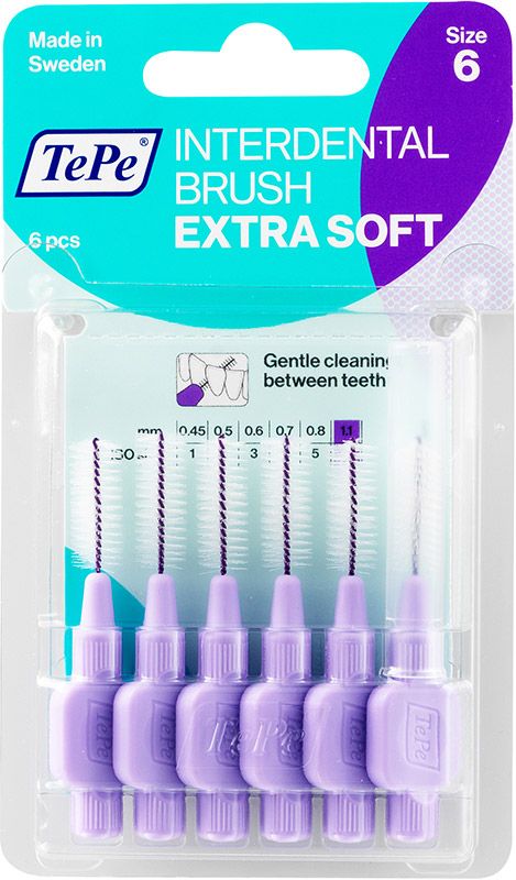 Brosse interdentaire TePe 1.1mm x-soft violet 6 pièces
