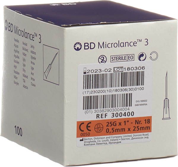 BD MICROLANCE 3 Inj canule 0.50x25mm orang 100 pièces