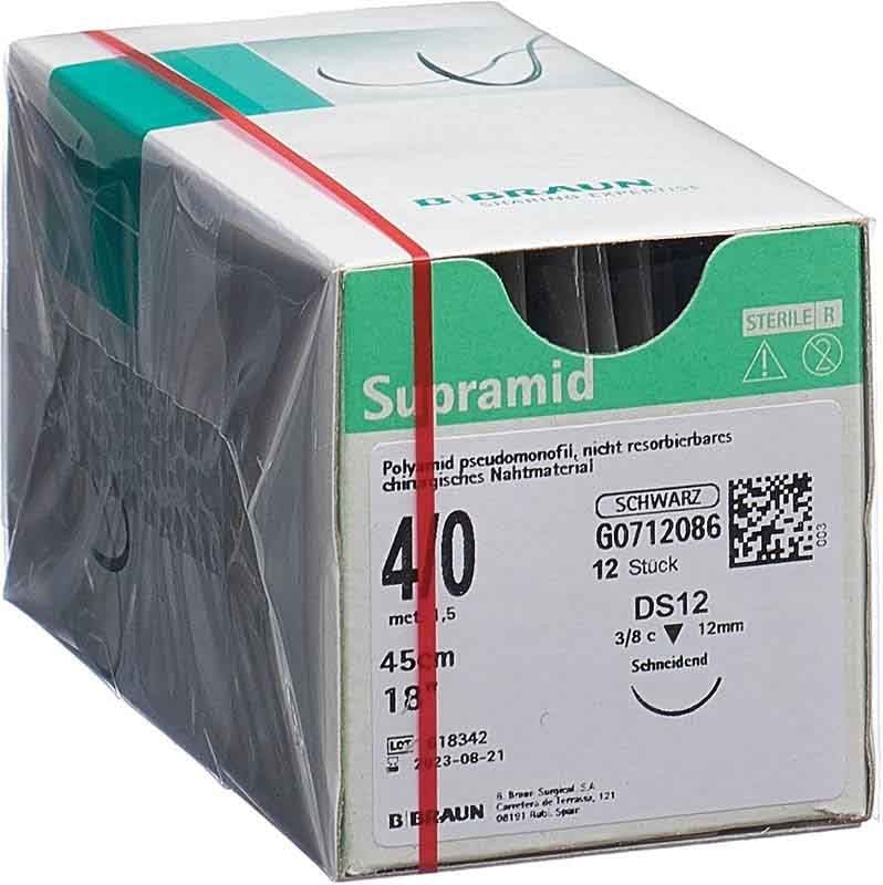 Supramid 45cm DS 12 4-0 noir 12 pièces