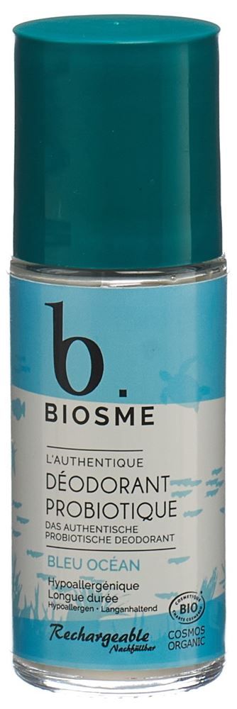 Déodorant Biosme probiotique Roll-on Bleu océan Rechargeable Fl 50ml
