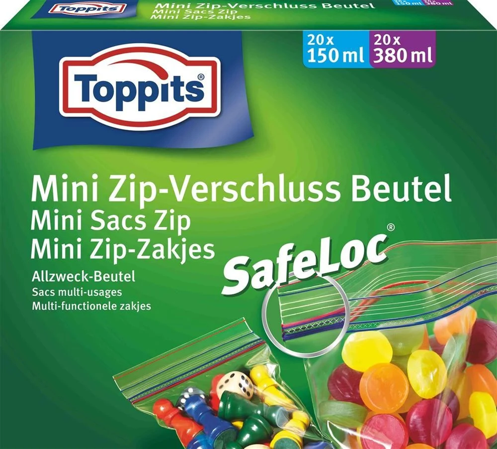 TOPPITS Mini Zip sacs de fermeture 40 pièces