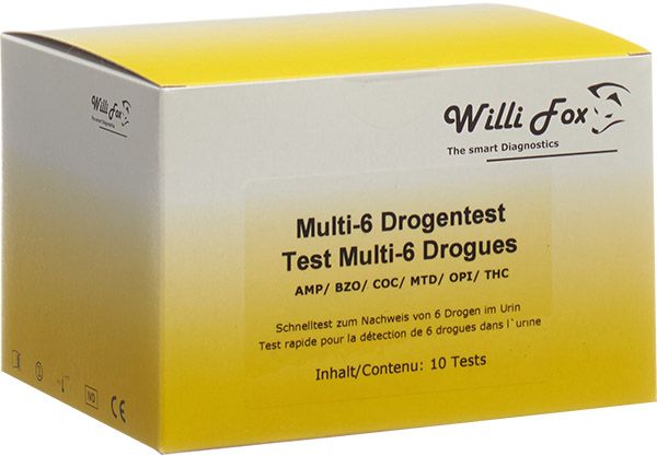 Willi Fox Test de dépistage de drogues Multi 6 drogues urine 10 pièces Willi Fox Test de dépistage de drogues Multi 6 drogues urine 10 pièces