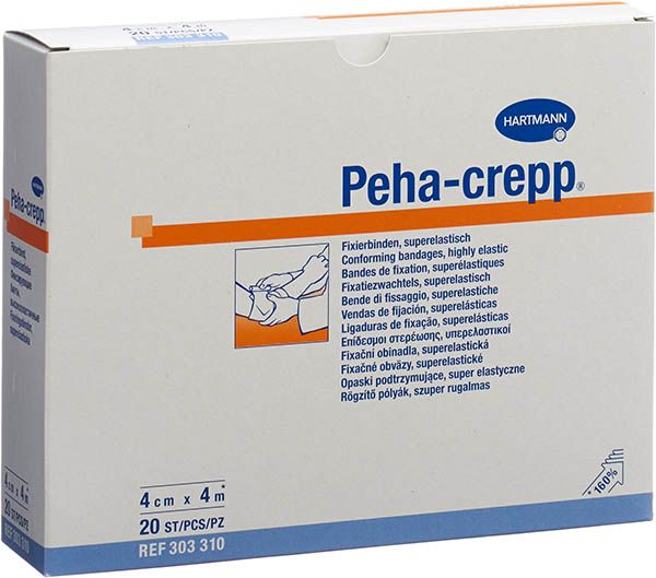 Peha CREPP bande de crêpe 4mx4cm blanc 20 pièces
