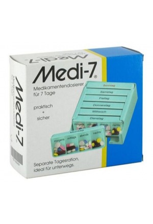 Medi-7 Doseur de médicaments 7 jours allemand/français/italien turquoise Medi-7 Doseur de médicaments 7 jours allemand/français/italien turquoise