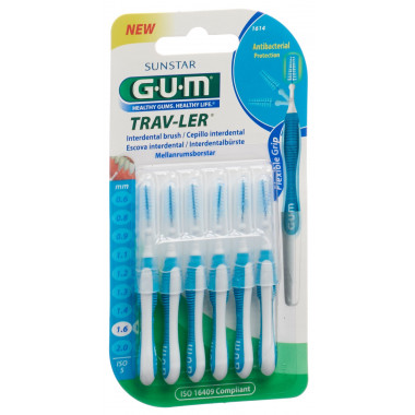 GUM Trav-Ler 1.6mm ISO 5 conic bleu 6 pièces