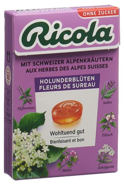 Bonbons Ricola aux fleurs de sureau sans sucre avec stévia boîte 50g