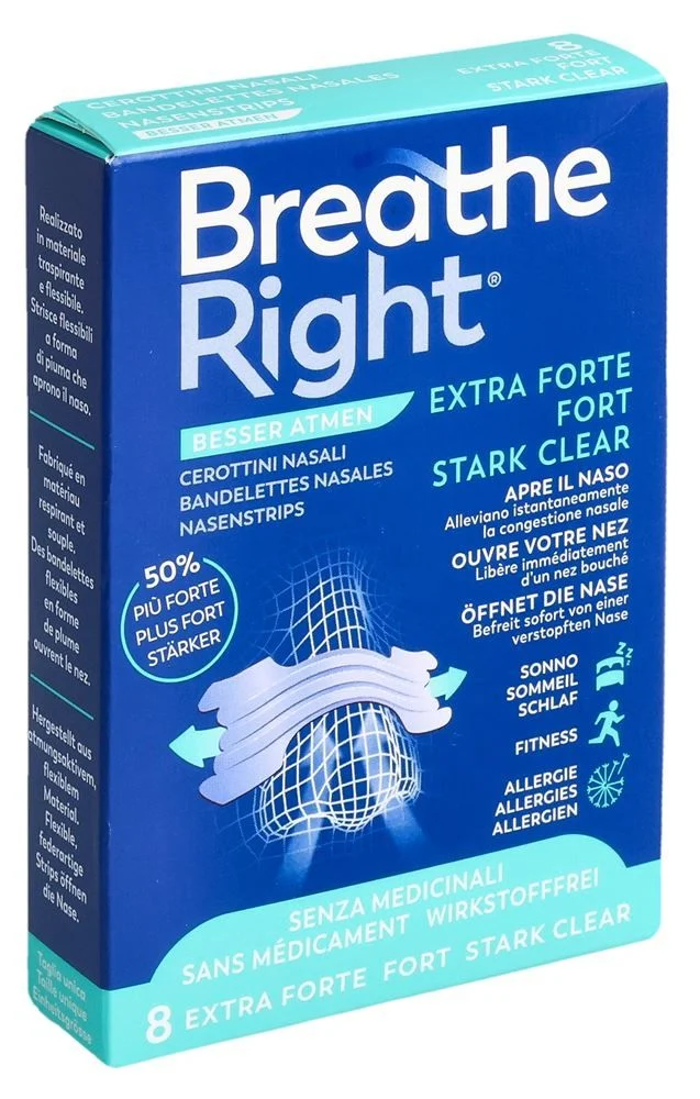 Breathe Right Pansement nasal EXTRA Stren CLEAR 8 pièces