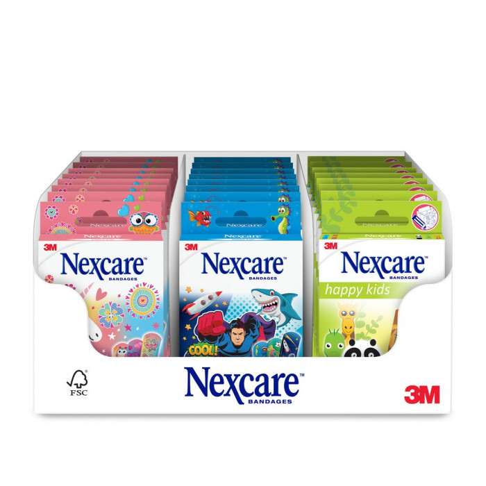 3M Nexcare Display Pansements Enfants Mixtes Happy Kids 24 pièces 3M Nexcare Display Pansements Enfants Mixtes Happy Kids 24 pièces