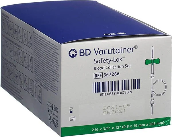 VACUTAINER Set de prélèvement sanguin 21Gx3/4 vert long 50 pièces