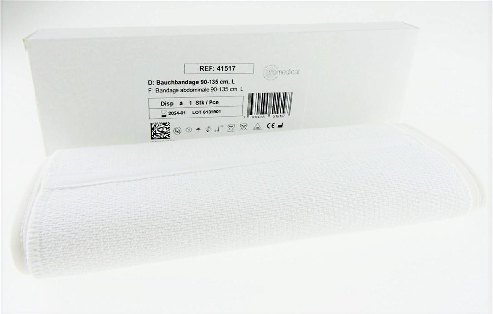 Promedical Bandage abdominal L 90-135cm blanc 25cm