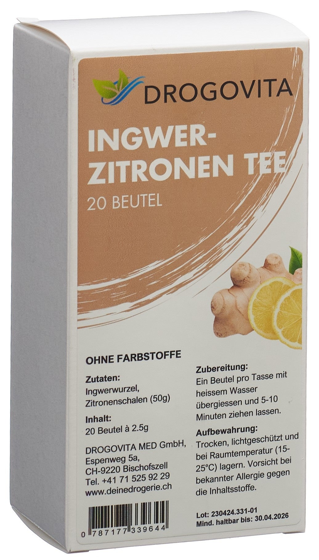 Tisane au gingembre et au citron Drogovita Btl 20 pièces