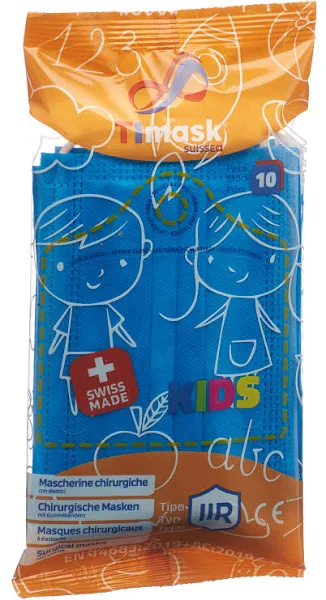 TImask masque médical jetable type IIR KIDS turquoise 10 pièces