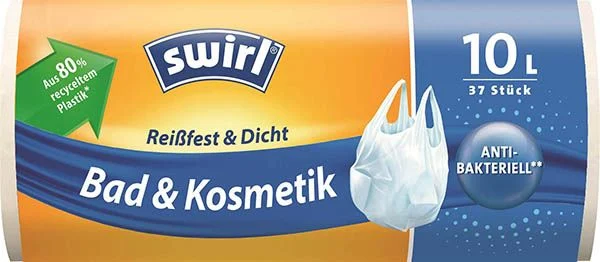 Swirl salle de bain sac poubelle 10l antibactérien 37 pièces
