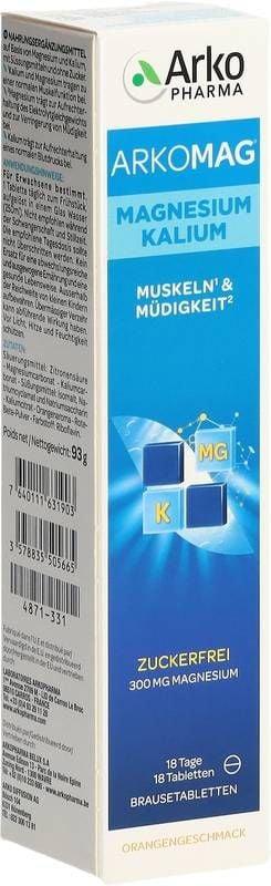 Arkomag Magnesium + Kalium Brausetablette Ds 18 Stück Arkomag Magnesium + Kalium Brausetablette Ds 18 Stück