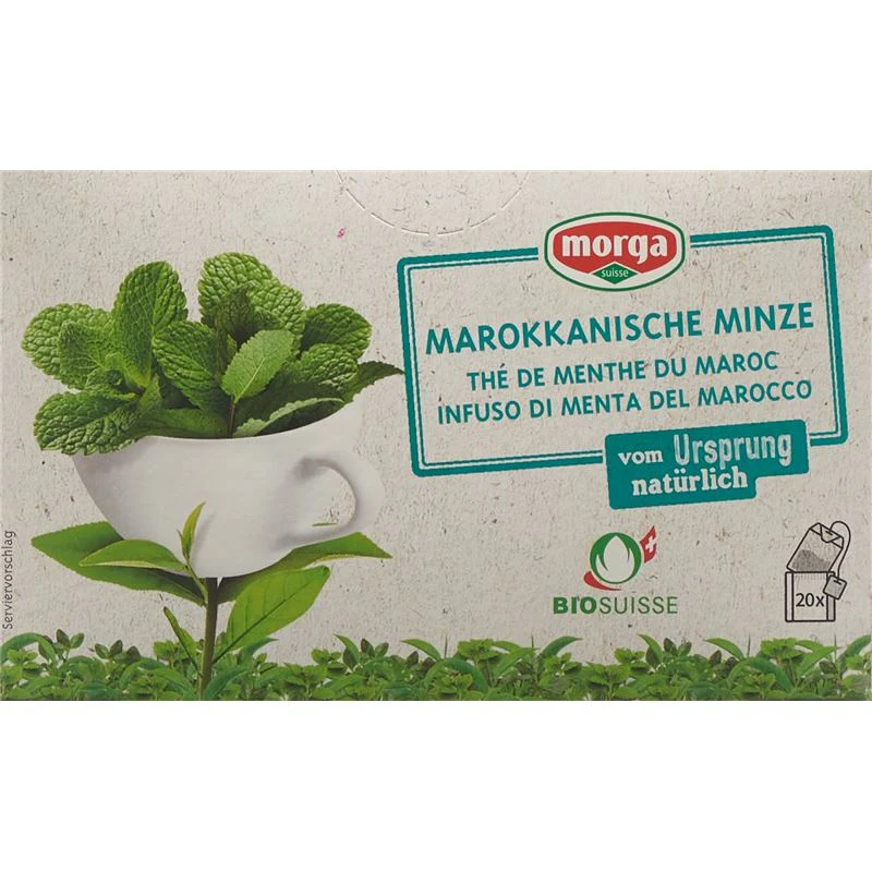 Thé Morga à la menthe marocaine et au miel, certifié Bio Knospe, 20 sachets