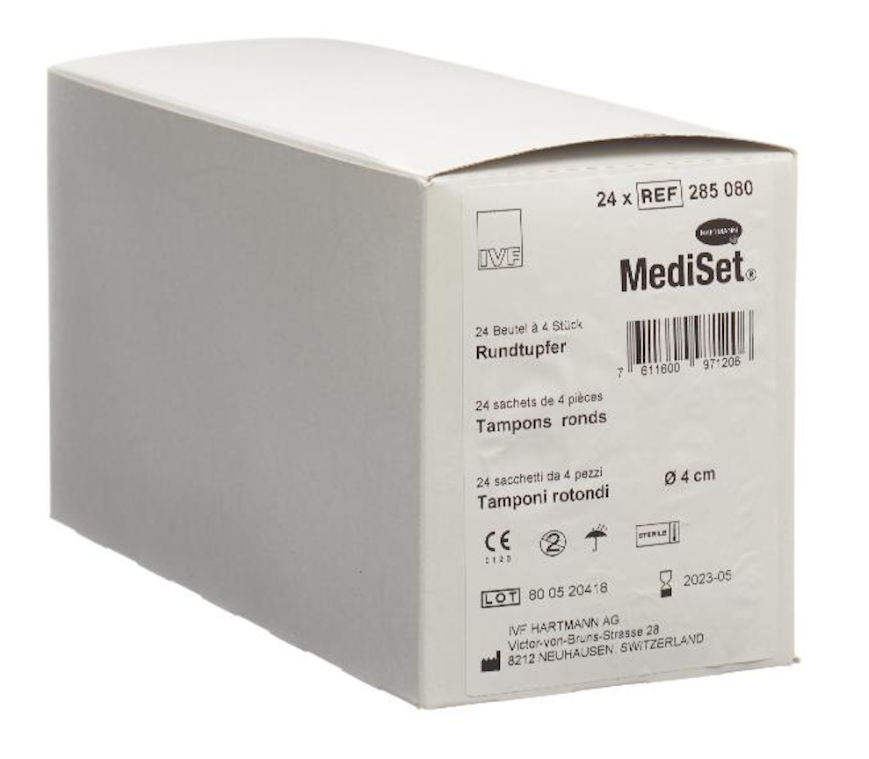 MediSet Tampons ronds 4cm stériles 30 Btl 2 pièces