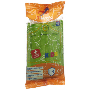 TImask masque médical jetable type IIR KIDS vert acide 10 pièces