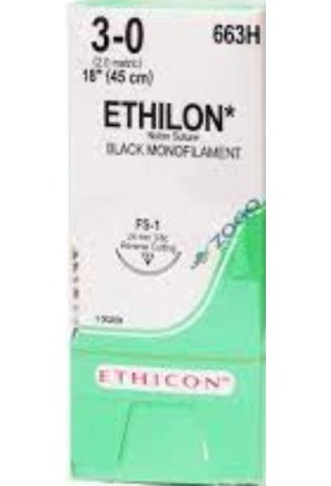 ETHILON I 45cm noir 3-0 FS-1 36 pièces