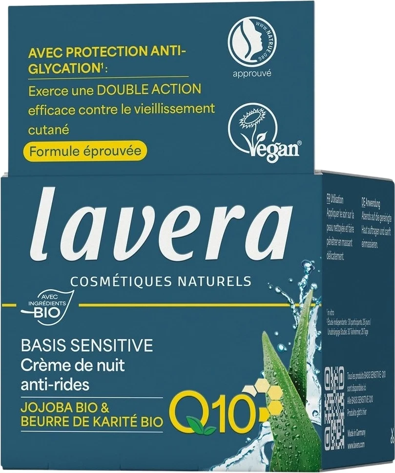 LAVERA Crème de nuit anti-rides Q10 Base Sensitive 50 ml