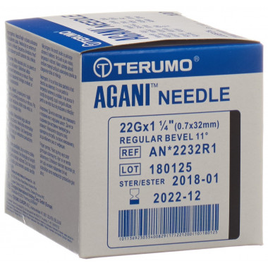 Aiguille jetable Terumo Agani 22G 0.7x32mm noir 100 pièces Aiguille jetable Terumo Agani 22G 0.7x32mm noir 100 pièces