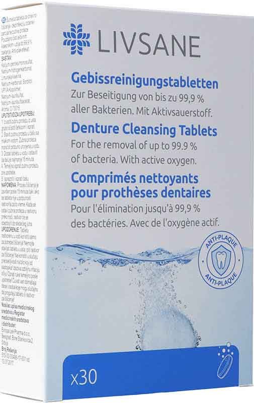 Livsane Comprimés de nettoyage de la dentition 30 pièces Livsane Comprimés de nettoyage de la dentition 30 pièces