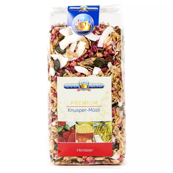 BioKing Premium Muesli croustillant à la framboise bio btl 375g BioKing Premium Muesli croustillant à la framboise bio btl 375g