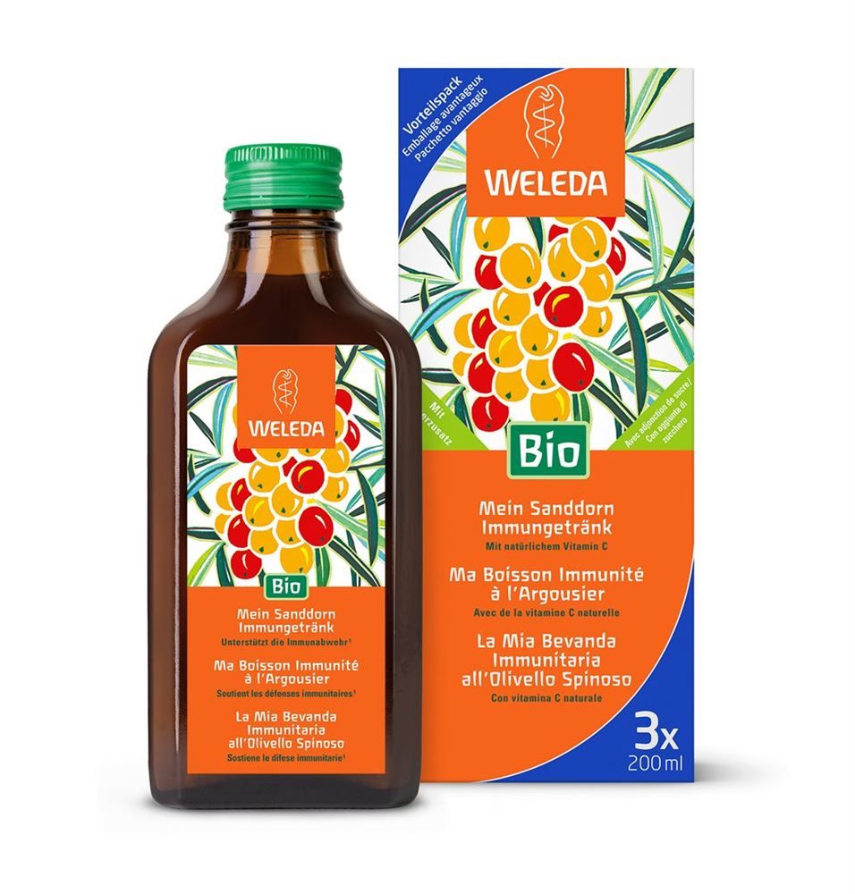 Trio de boissons immunitaires à l'Argousier Weleda 3 x 200ml Trio de boissons immunitaires à l'Argousier Weleda 3 x 200ml