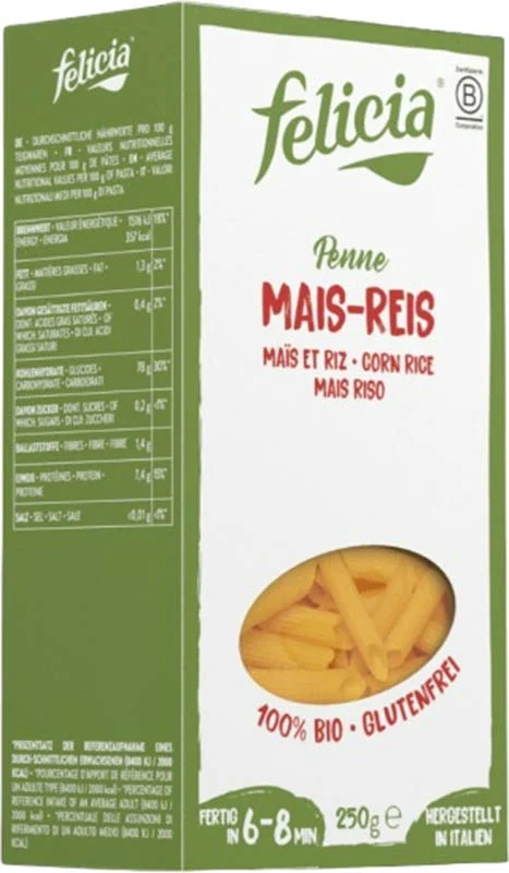 FELICIA Penne de maïs et riz sans gluten 250g