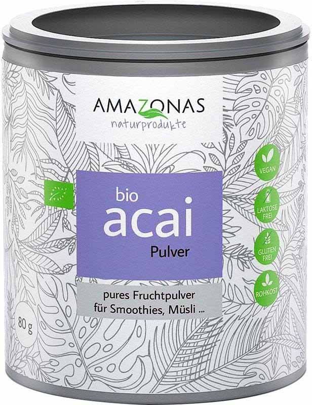 AMAZONAS acai Poudre de fruit bio 100 % pure Ds 80g