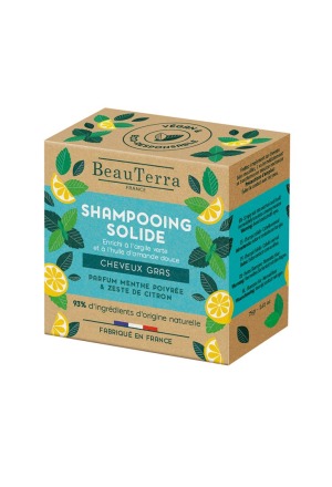 BeauTerra Shampooing Solide cheveux gras 75g BeauTerra Shampooing Solide cheveux gras 75g