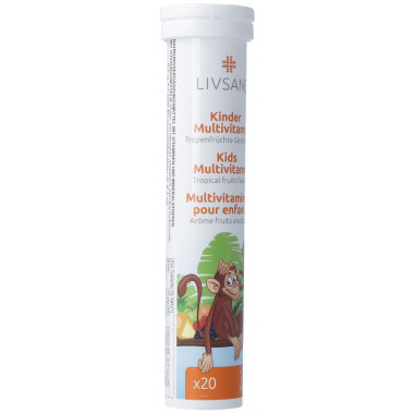 Livsane Enfants Comprimés effervescents multivitaminés saveur fruits tropicaux 20 pièces Livsane Enfants Comprimés effervescents multivitaminés saveur fruits tropicaux 20 pièces
