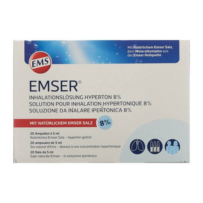 Emser solution pour inhalation 8 % hypertonique 20 pièces Emser solution pour inhalation 8 % hypertonique 20 pièces
