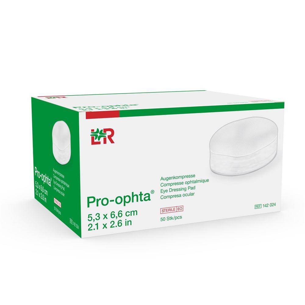 Compresses oculaires Pro-ophta 5.3x6.6cm stériles 50 pièces Compresses oculaires Pro-ophta 5.3x6.6cm stériles 50 pièces