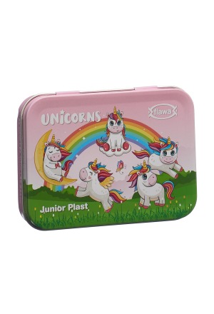 FLAWA Junior Plast Strips Unicorns Tin Box 20 pièces