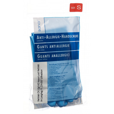 Sanor Gants antiallergiques PVC S bleu 1 paire