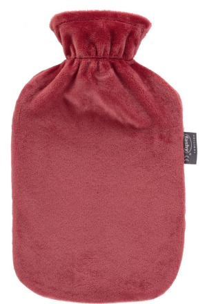 Bouteille d'eau chaude FASHY 2l housse peluche rouge rouille