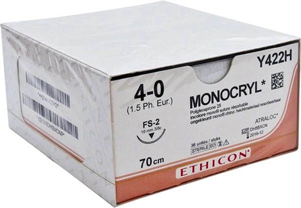 MONOCRYL PLUS 70cm non coloré 4-0 FS-2 36 pièces