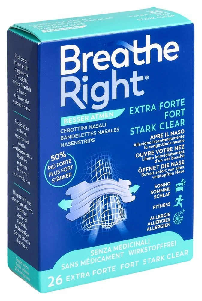 Breathe Right Pansement nasal EXTRA Stren CLEAR 26 pièces