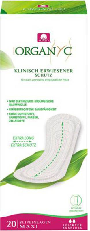 Protège-slips Organyc maxi extra long 20 pièces