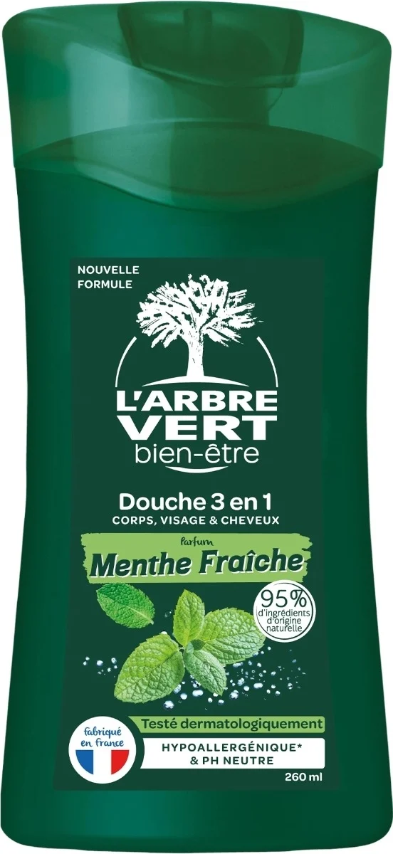 L'ARBRE VERT Crème de douche 3en1 Homme Menthe Fl 260 ml
