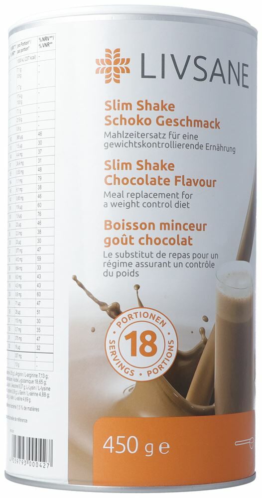 Livsane Slim Shake goût chocolat 450g Livsane Slim Shake goût chocolat 450g