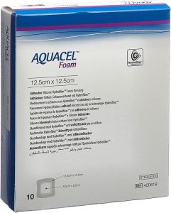 AQUACEL Ag Foam pansement mousse adhésif 12.5x12.5cm 10 pièces