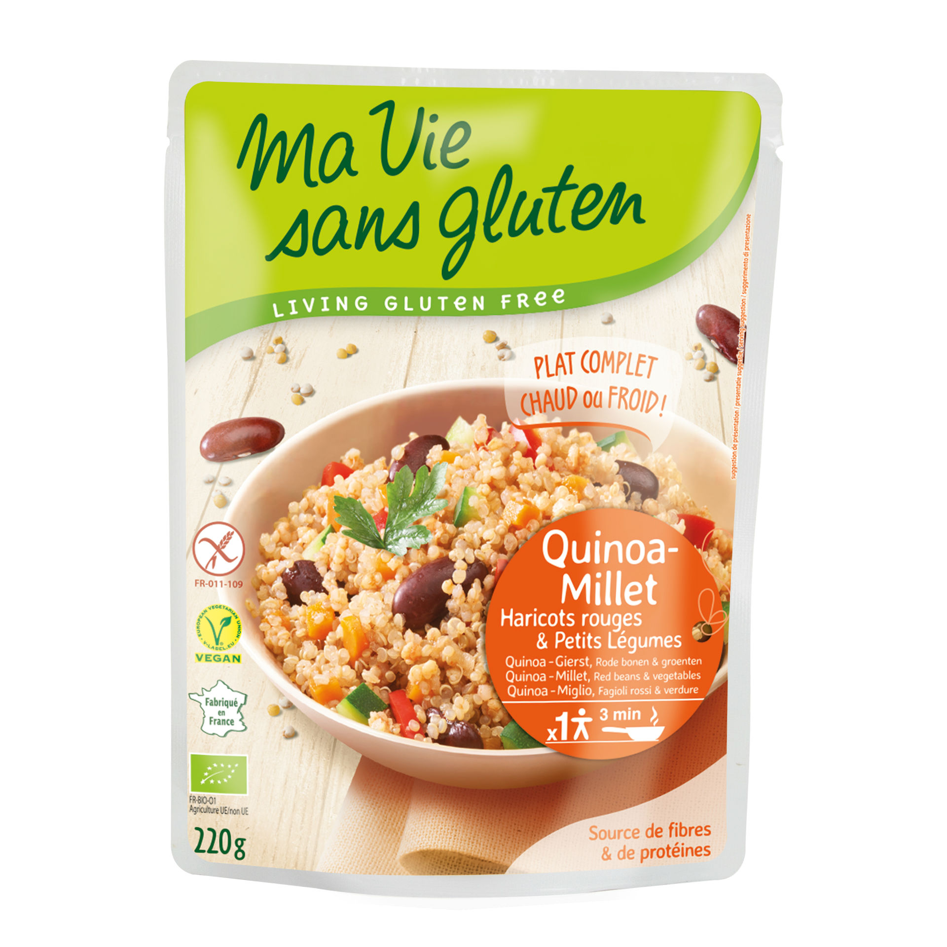 MA VIE S GLUT plat cuisiné quinoa millet 220g