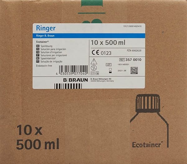 RINGER B. Braun Solution de rinçage 500ml Ecotainer 10 pièces RINGER B. Braun Solution de rinçage 500ml Ecotainer 10 pièces