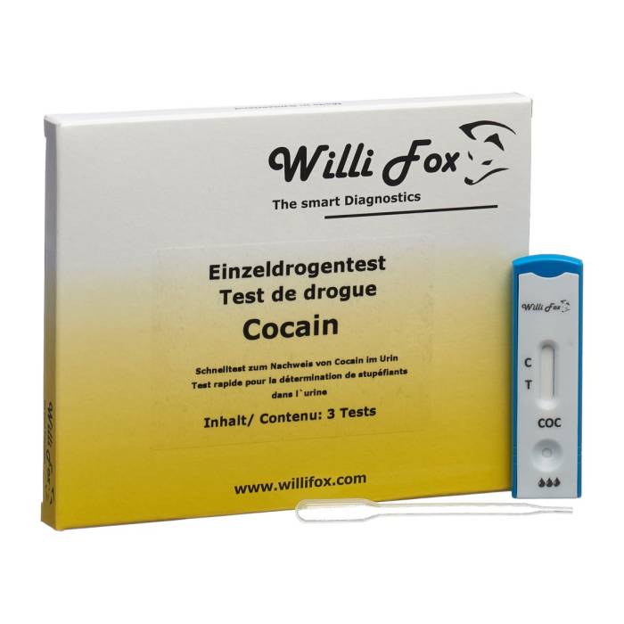 Willi Fox Test de dépistage de la cocaïne dans l'urine 3 pièces Willi Fox Test de dépistage de la cocaïne dans l'urine 3 pièces