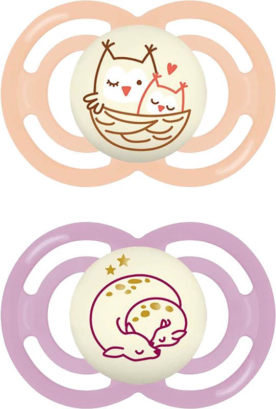 MAM Perfect Night Sucette en silicone 16-36 mois Girl 2 pièces