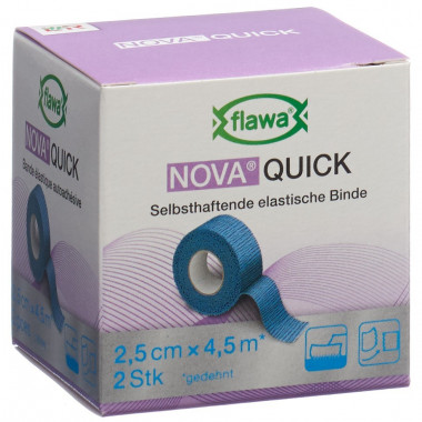 Flawa Nova Quick bande de déchirure cohésive 2.5cmx4.5m bleu 2 pièces