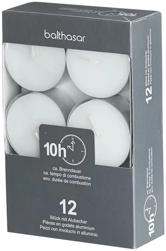 Balthasar Maxi bougie à chauffe-plat avec gobelet en aluminium blanc 10 h 12 pièces
