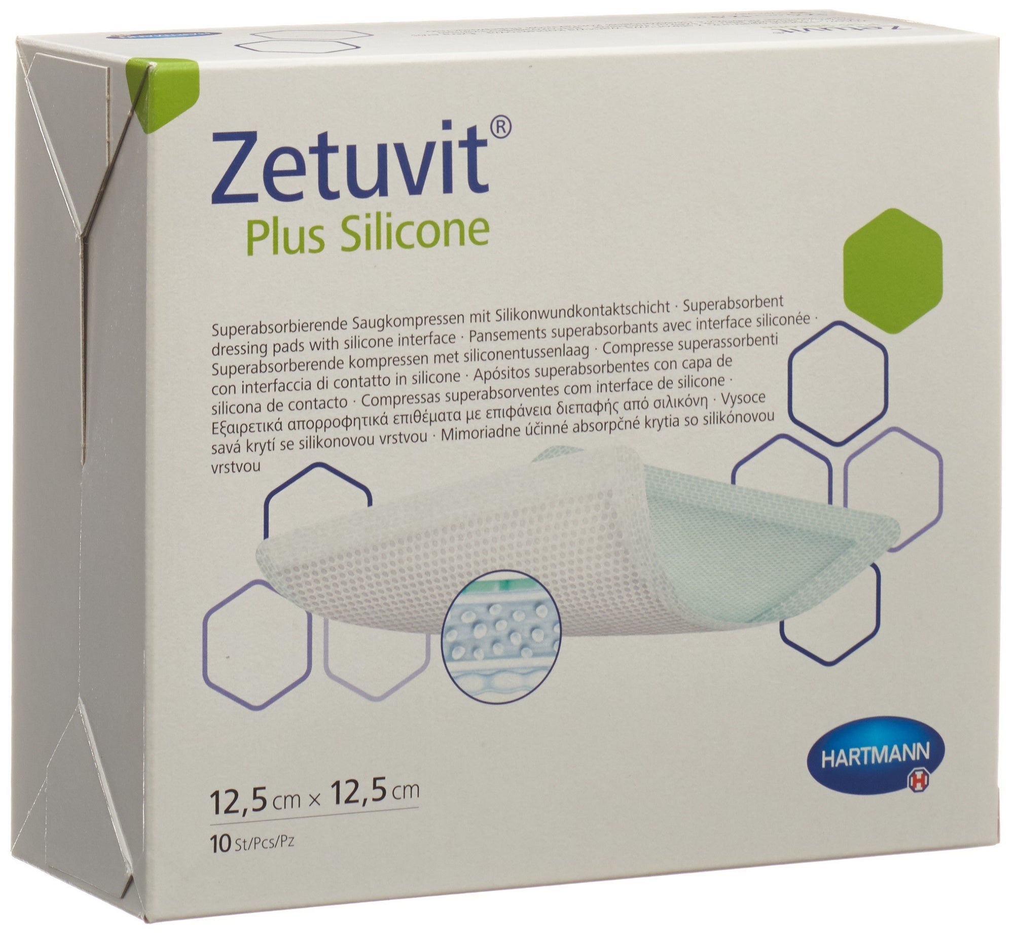 Zetuvit Plus Silicone 12.5x12.5cm 10 pièces