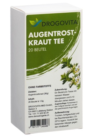 Tisane d'euphraise Drogovita Btl 20 pièces Tisane d'euphraise Drogovita Btl 20 pièces